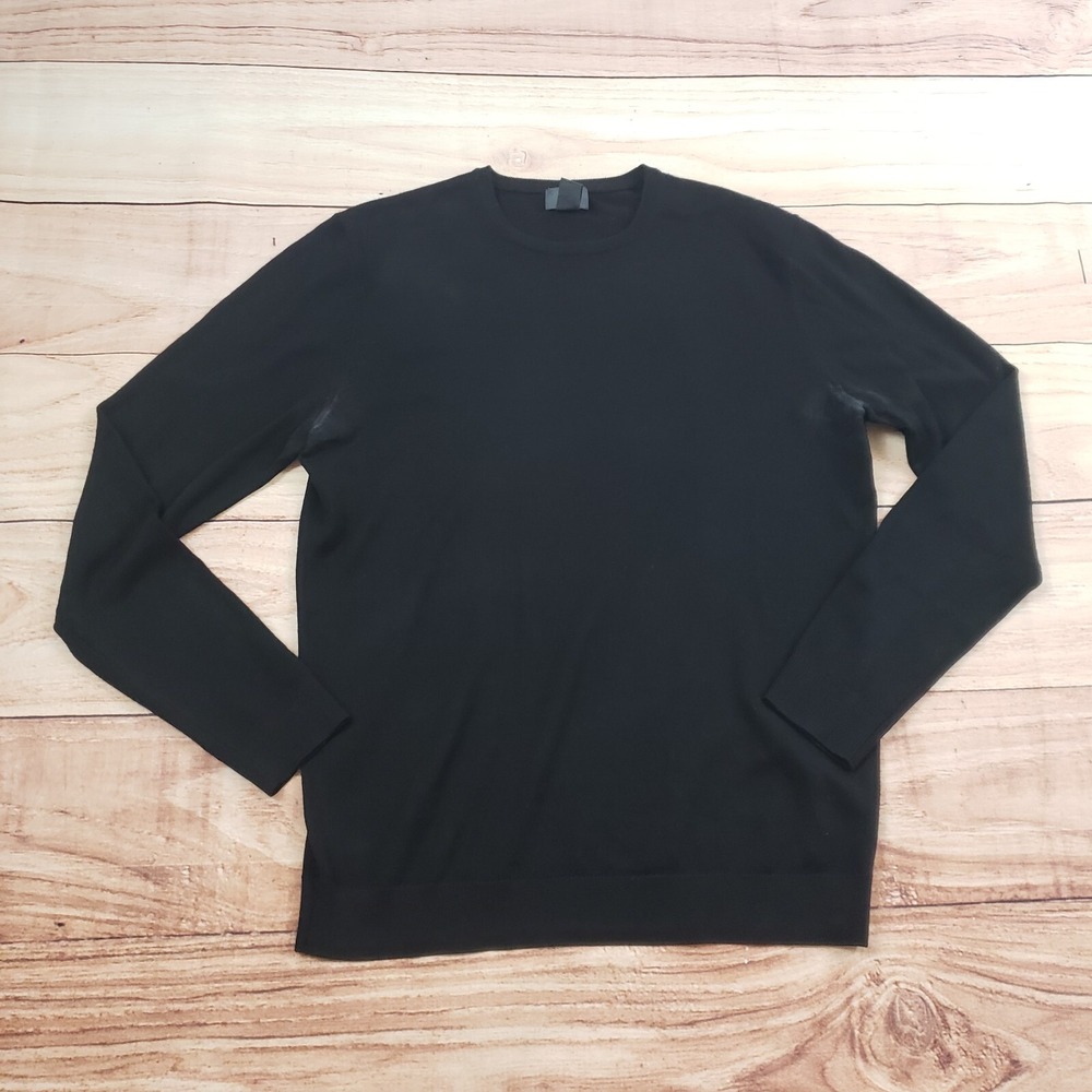 H&M Sweater Mens Medium Black Wool Outdoor Sweatshirt Preppy Knit Adult‎ M *